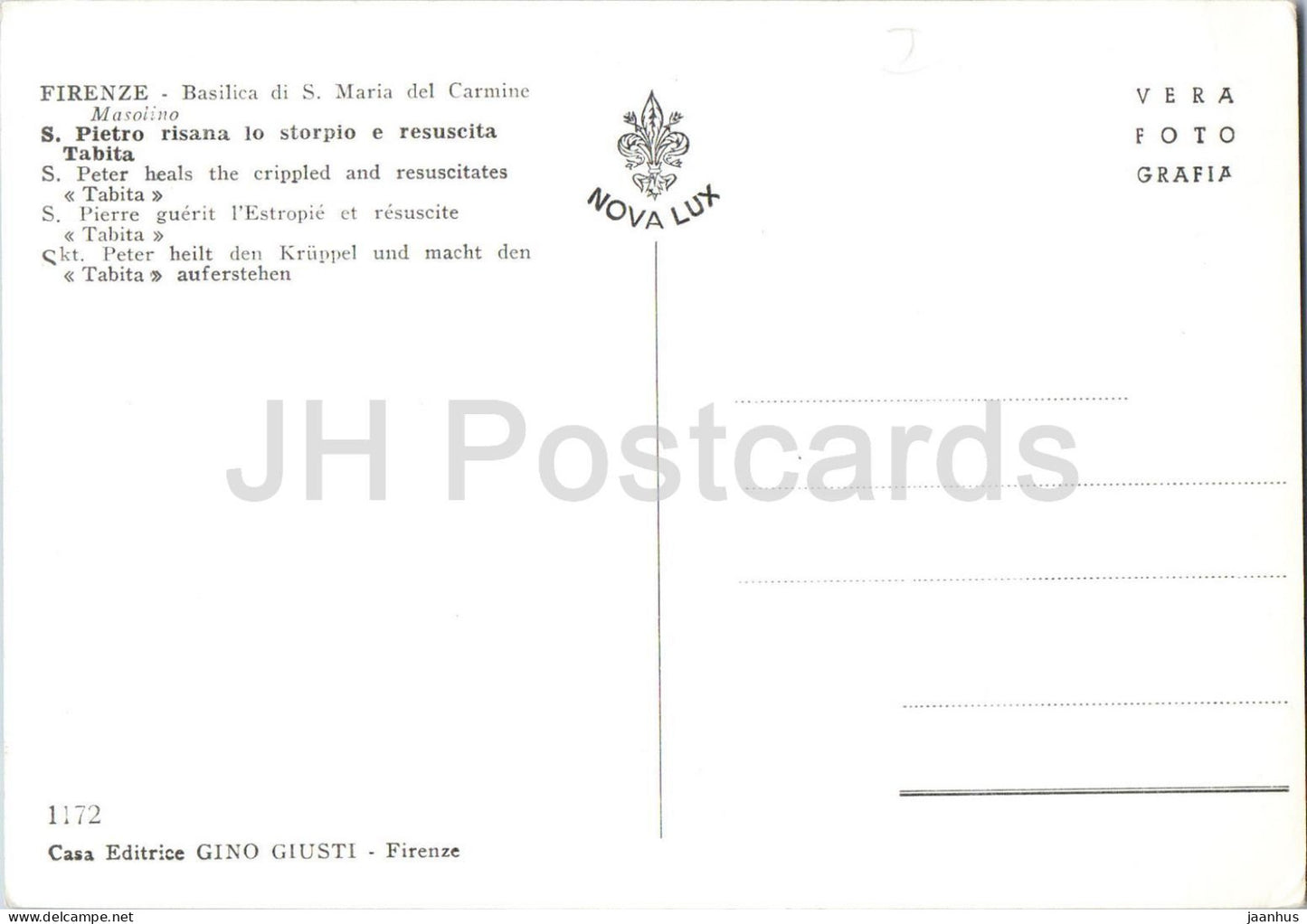 Firenze - Florenz - Petrus heilt den Gelähmten und die Auferweckung der Tabitha - alte Postkarte - Italien - unbenutzt