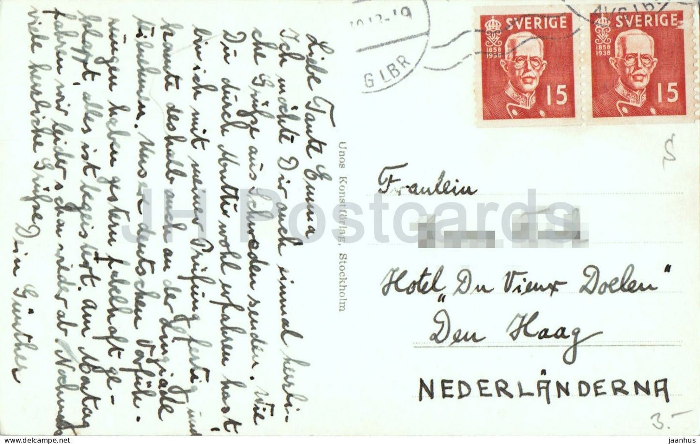 Stockholm - Stadshuset - Rathaus - alte Postkarte - 1949 - Schweden - gebraucht