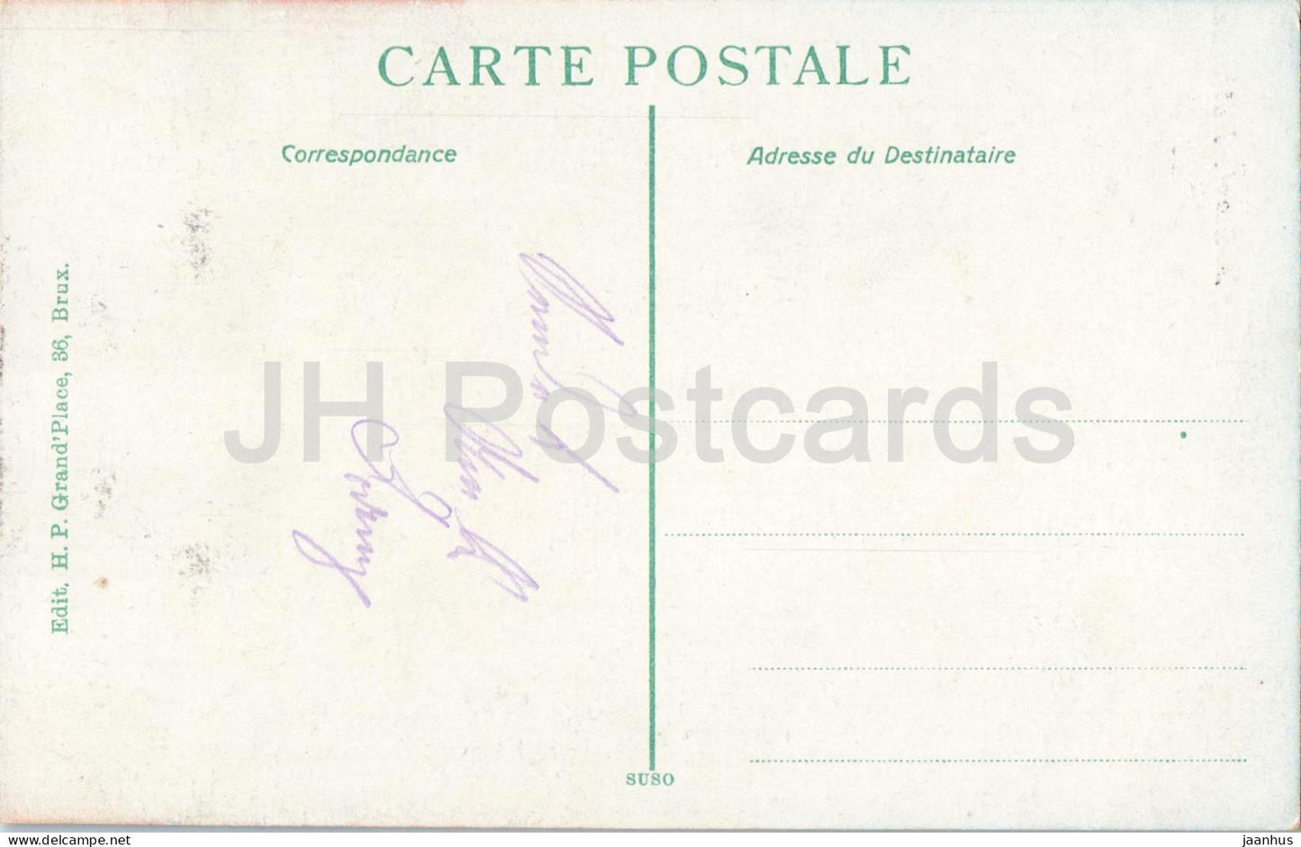 Bruxelles - Hôtel de Ville - SUSO - Carte postale ancienne - Belgique - utilisée 