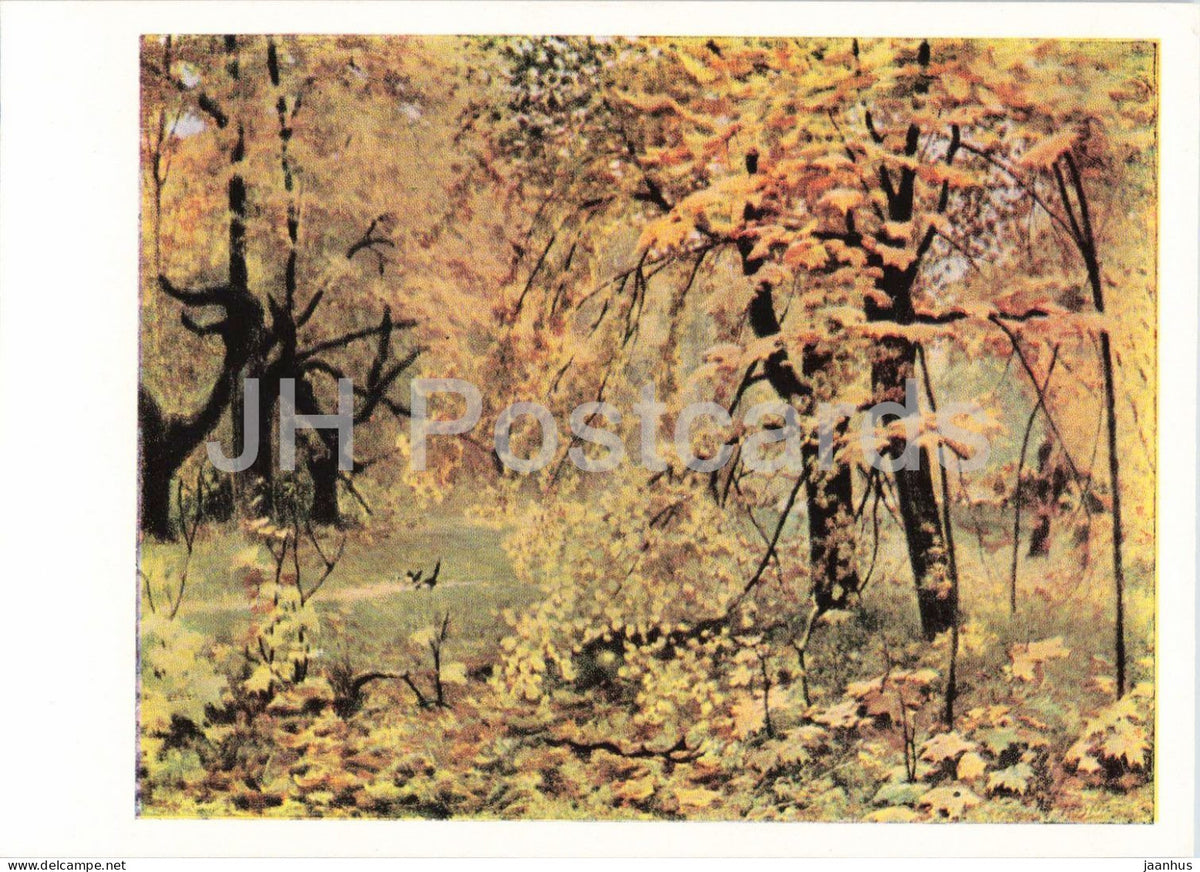 painting by Ilya Ostroukhov - Golden Autumn - birds - Russian art - 1965 - Russia USSR - unused - JH Postcards