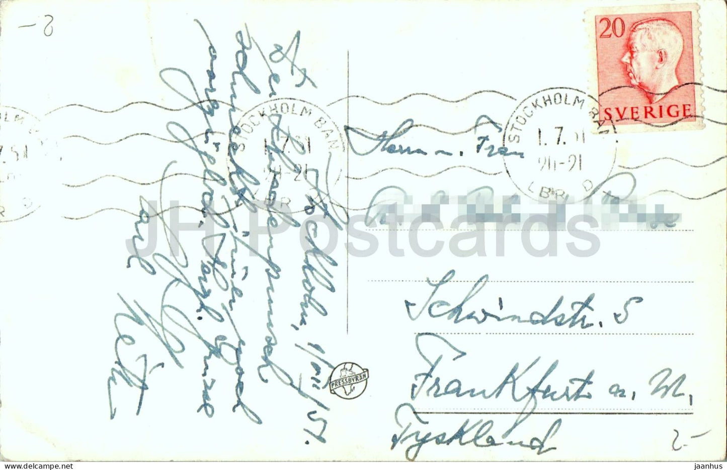 Stockholm - Stadshuset - Rathaus - Blick auf die Uferpromenade - 70710 - alte Postkarte - 1951 - Schweden - gebraucht