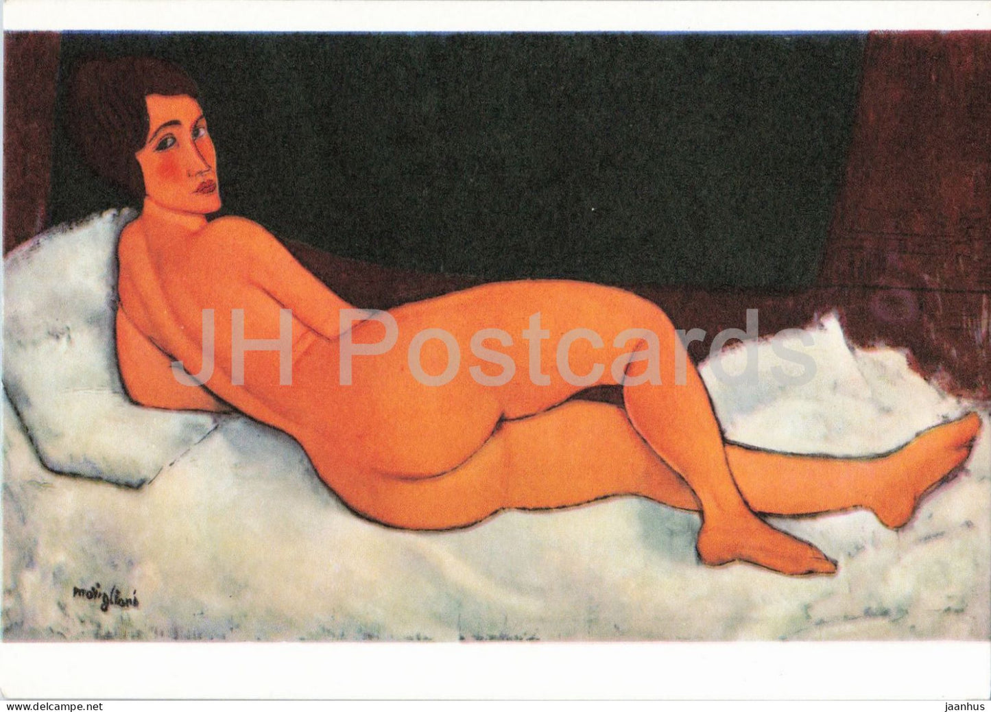 painting by Amedeo Modigliani - Nude Lying on the Left Side - naked woman - Italian art - 554 - France - unused - JH Postcards
