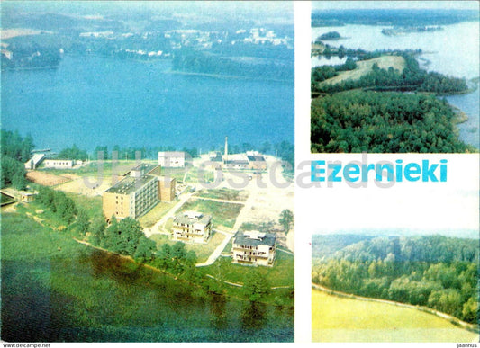 Tourist Base Ezernieki - lake Ezezers - Makonkalns hill - multiview - 1984 - Latvia USSR - unused - JH Postcards