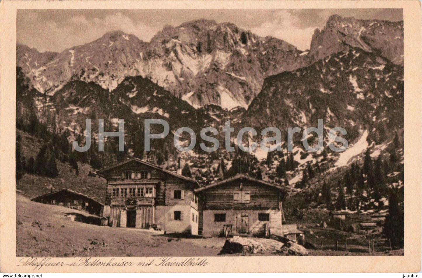 Scheffauer u. Zettenkaiser mit Kaindlhutte - alpine huts - mountains - Nr. 24 - old postcard - 1926 - Austria - used - JH Postcards