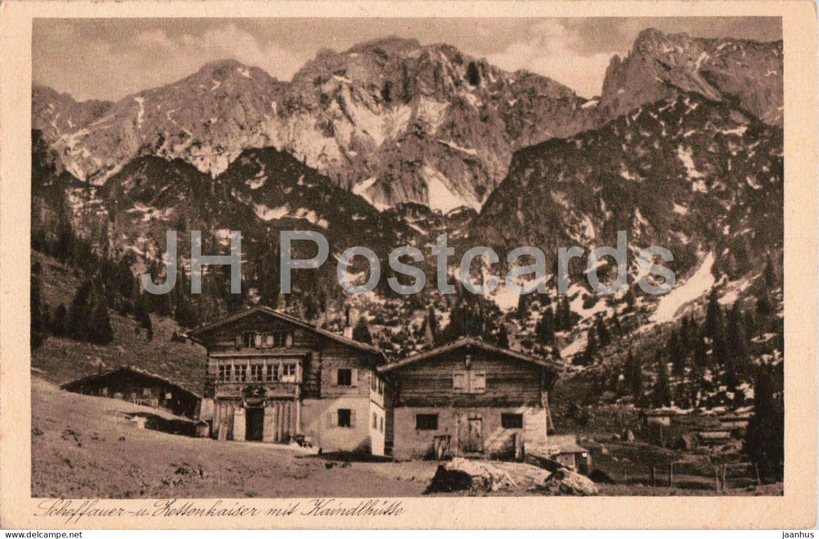 Scheffauer u. Zettenkaiser mit Kaindlhutte - alpine huts - mountains - Nr. 24 - old postcard - 1926 - Austria - used - JH Postcards