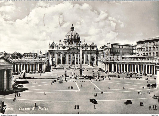 Rome - Roma - Piazza S. Pietro - St. Peters Square - basilica - square Vatican - 24 - old postcard - 1958 - Italy - used - JH Postcards