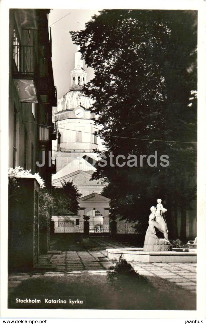 Stockholm - Katarina kyrka - church view - courtyard - old postcard - 1955 - Sweden - used - JH Postcards