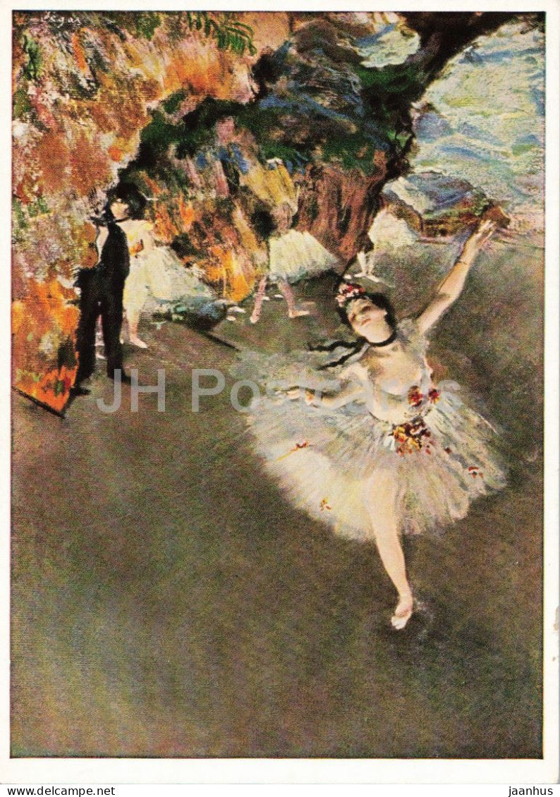 painting by Edgar Degas - Tanzerin auf der Buhne - Dancer on the Stage - ballet ballerina French art - Germany - unused - JH Postcards