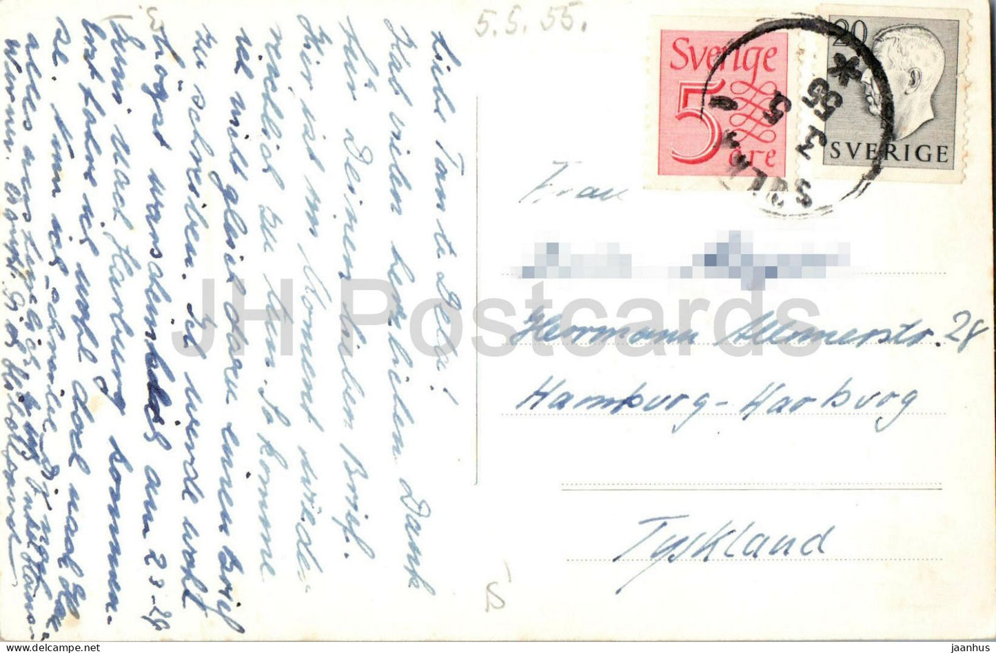 Stockholm - Katarina kyrka - Blick auf die Kirche - Hof - alte Postkarte - 1955 - Schweden - gebraucht