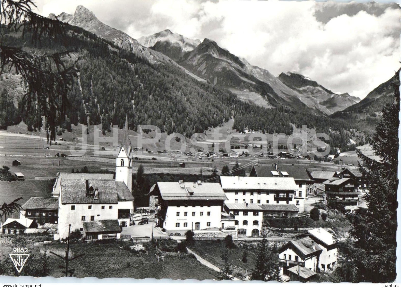 Kals gegen Dorfertal Hohenluftkurort 1325 m - village alpine valley - mountains - church - 9862 - 1965 - Austria - used - JH Postcards