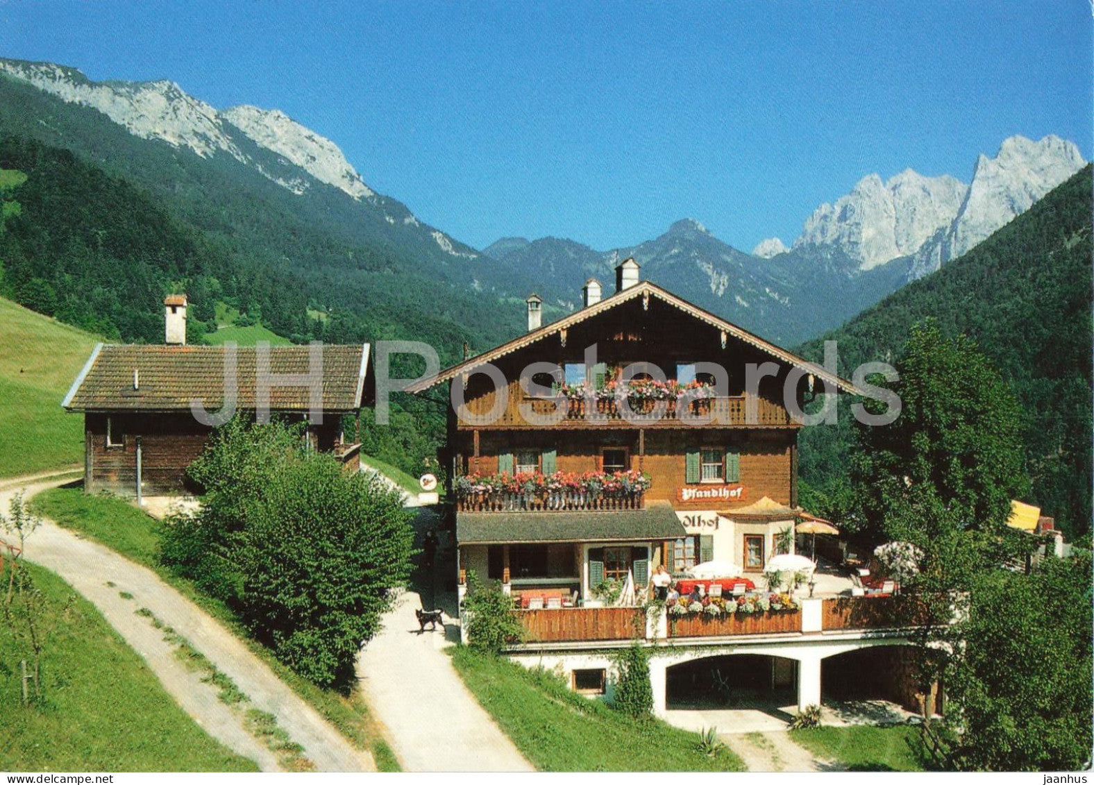 Alpengasthof Pfandlhof 783 m im Kaisertal bei Kufstein - mountain inn - valley traditional house - 1995 - Austria - used - JH Postcards