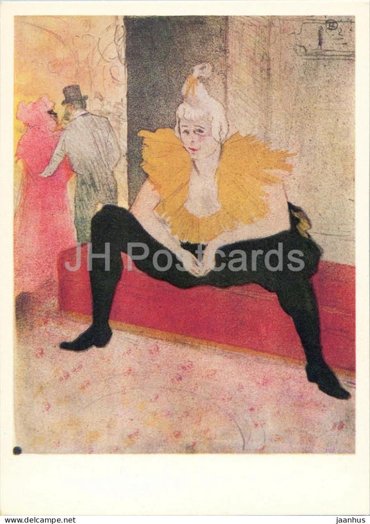 painting by Henri de Toulouse Lautrec - The Seated Clowness Cha-U-Kao cabaret - French art - 1969 - Russia USSR - unused - JH Postcards
