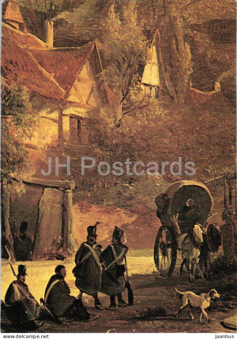 painting by Caspar Scheuren - Village in the Julich Land - Dorf im Julicher Land - military German art Germany - unused - JH Postcards