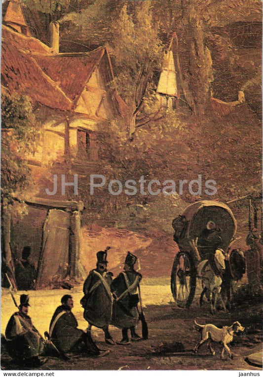painting by Caspar Scheuren - Village in the Julich Land - Dorf im Julicher Land - military German art Germany - unused - JH Postcards