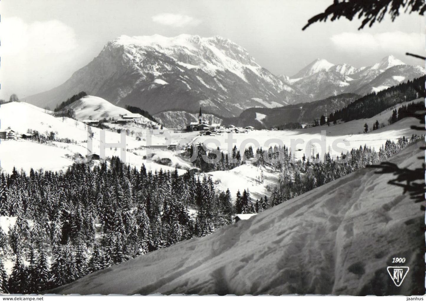 Hinterthiersee 866 m mit Kaisergebirge - mountains - alpine landscape - 1900 - old postcard - Austria - used - JH Postcards