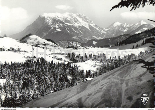 Hinterthiersee 866 m mit Kaisergebirge - mountains - alpine landscape - 1900 - old postcard - Austria - used - JH Postcards