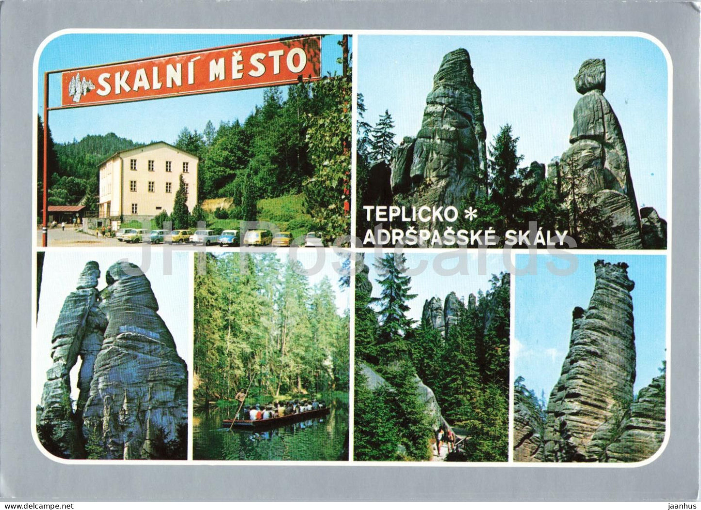 Teplicko Adrspasske skaly - Skalni Mesto - Entrance to Rock Town - multiview - Slovakia - Czechoslovakia - unused - JH Postcards