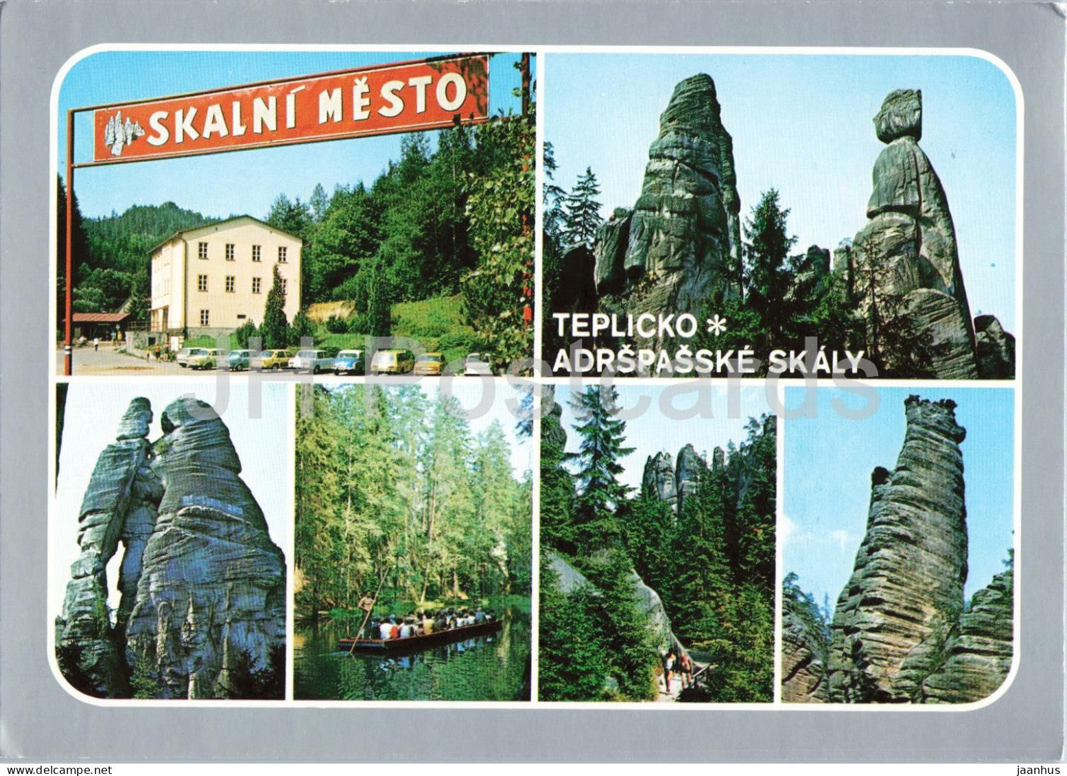 Teplicko Adrspasske skaly - Skalni Mesto - Entrance to Rock Town - multiview - Slovakia - Czechoslovakia - unused - JH Postcards
