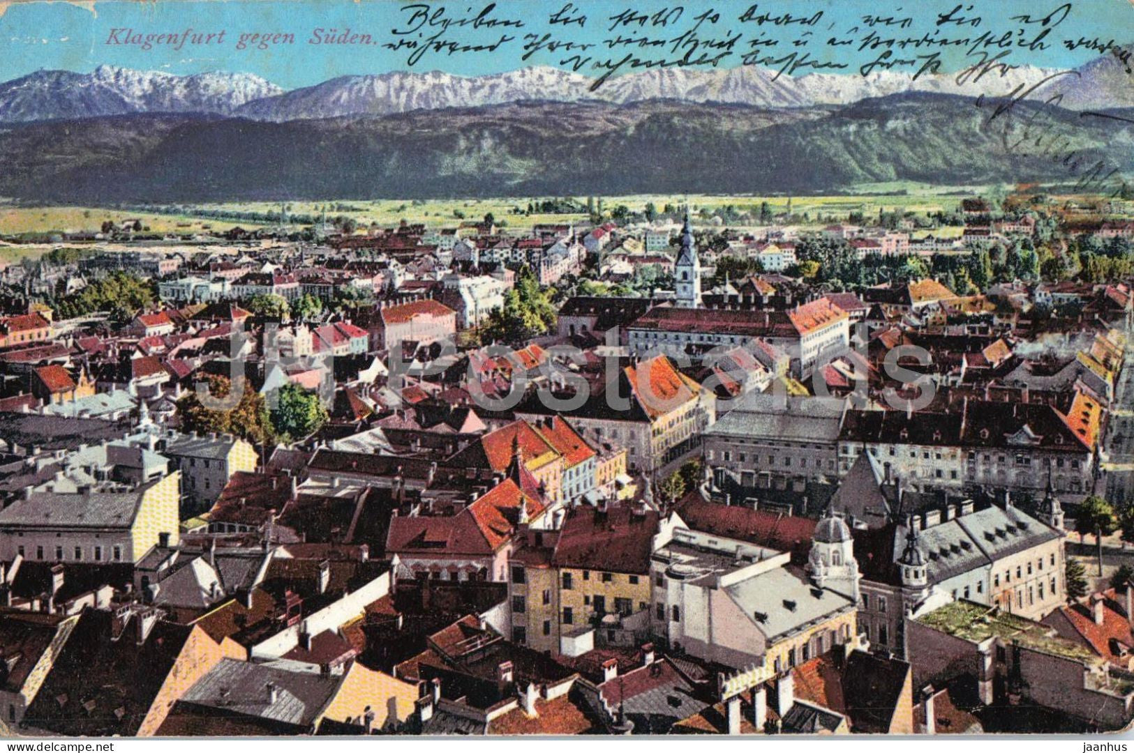 Klagenfurt gegen Suden - panorama - mountains - No. 159 - old postcard - 1914 - Austria - used - JH Postcards