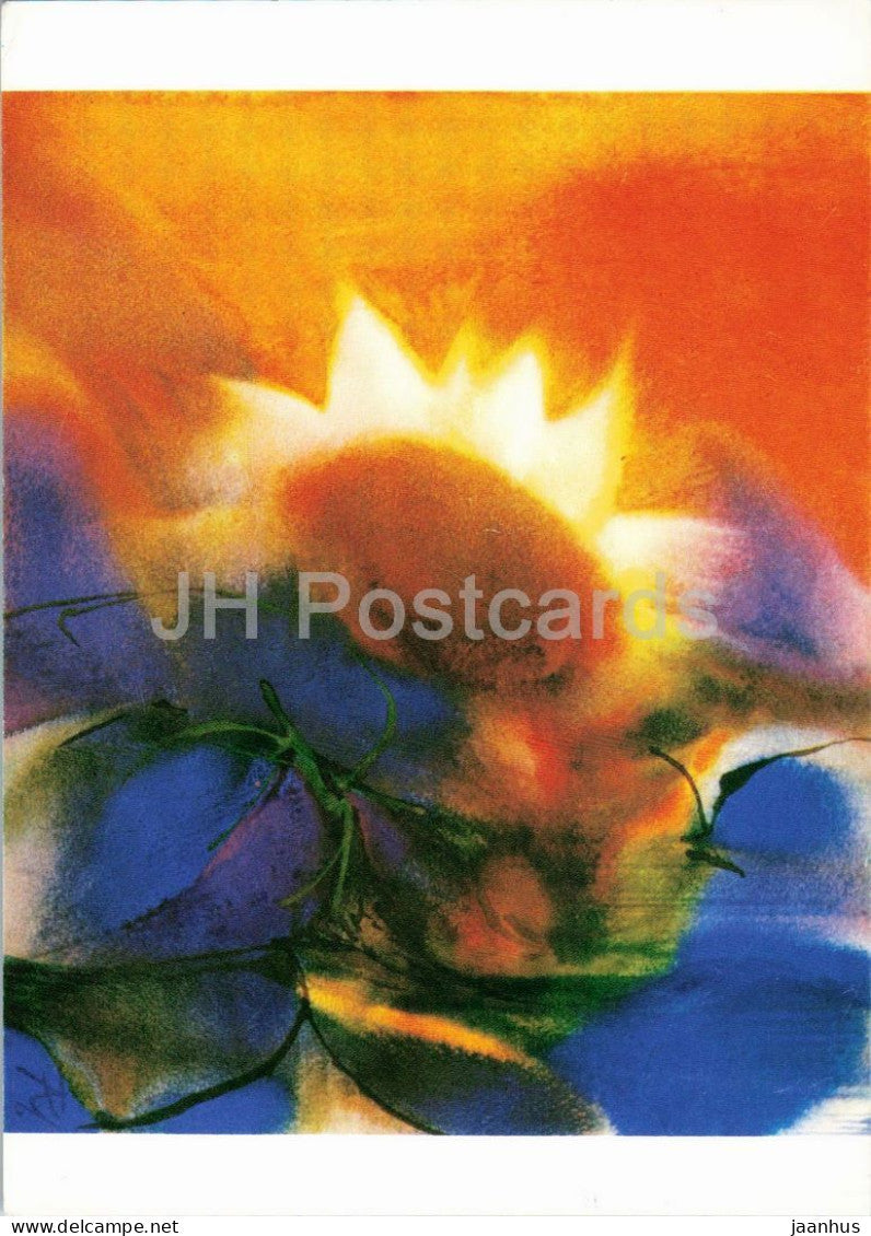painting by Peter-Andreas Mothes - Sonnenblume - Sunflower - flowers - Swiss art - 1977 - Switzerland - used - JH Postcards