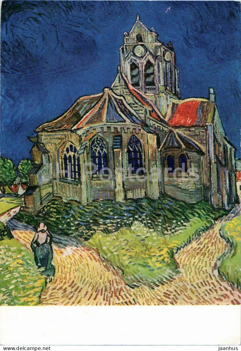 painting by Vincent van Gogh - The Church at Auvers-sur-Oise - Dutch art - 6499 - 1961 - France - used - JH Postcards