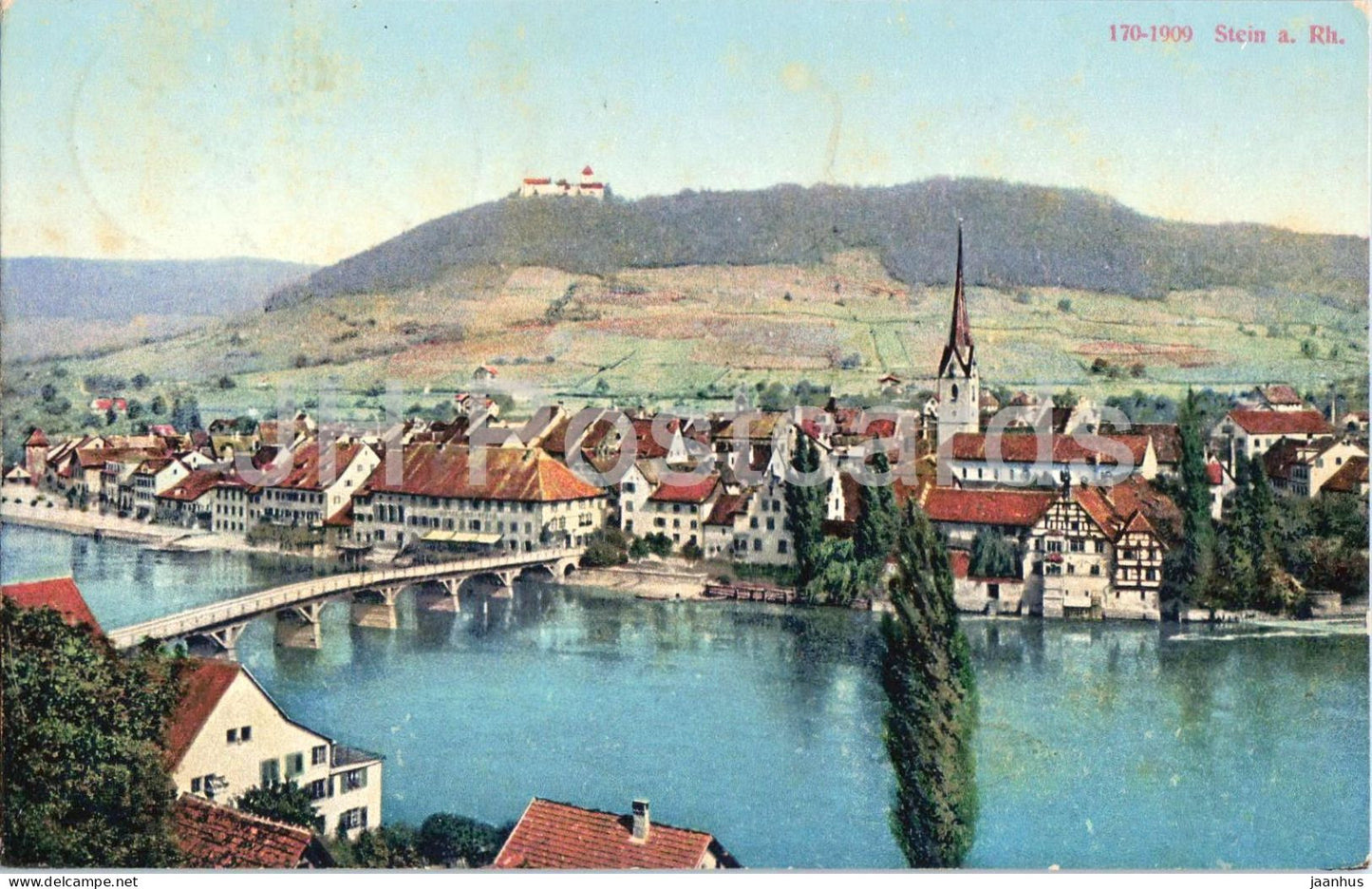 Stein a. Rh. - Stein am Rhein - bridge - 170-1909 - old postcard - 1909 - Switzerland - used - JH Postcards