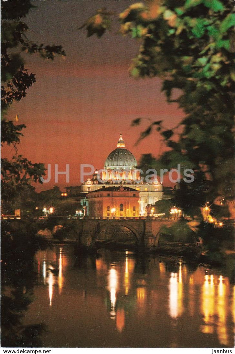 Rome - Roma - Il Tevere con San Pietro - The Tiber with St. Peters - river - night view - basilica - 2005 - Italy - used - JH Postcards