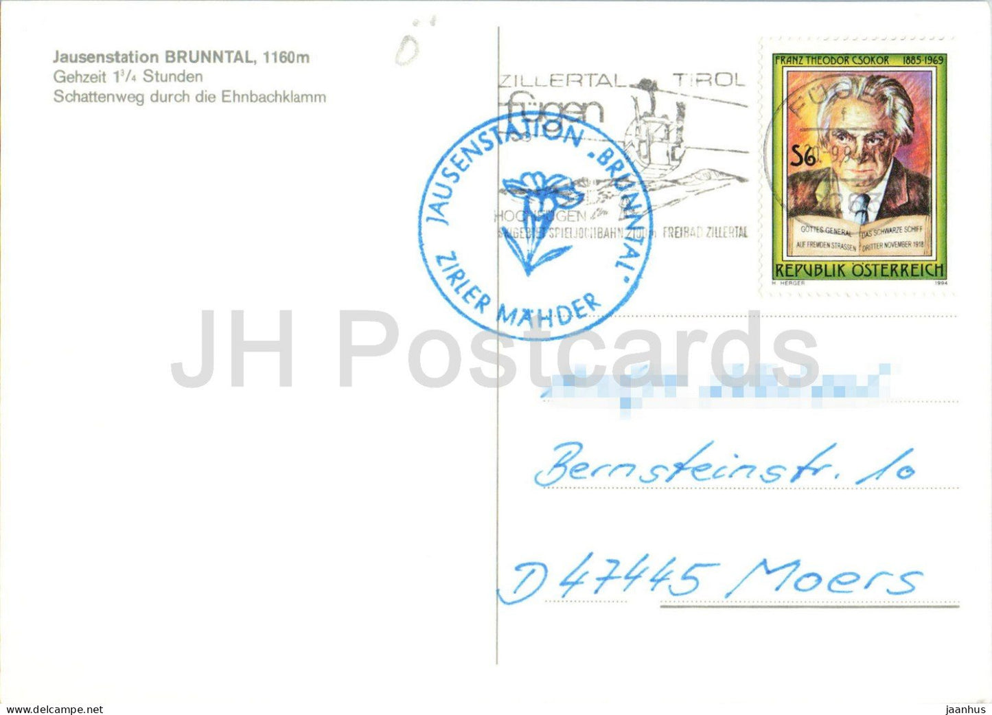 Refuge de montagne Brunntal 1160 m - Zillertal - Tyrol - randonnée - 1994 - Autriche - occasion 