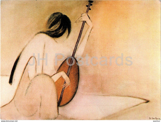 painting by Ha Van Vuong - Mandolin - French Vietnamese art - 9037 - United Kingdom - unused - JH Postcards