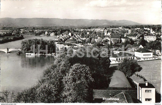 Rheinfelden - town river bridge old town panorama - mountains - 9503 - old postcard - 1946 - Switzerland - used - JH Postcards