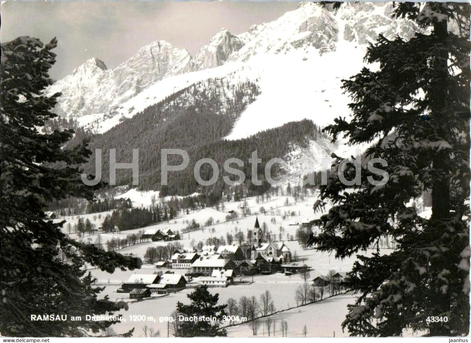 Ramsau am Dachstein 1200 m geg. Dachstein 3004 m - village - Alps - mountains - 43340 - 1963 - Austria - used - JH Postcards