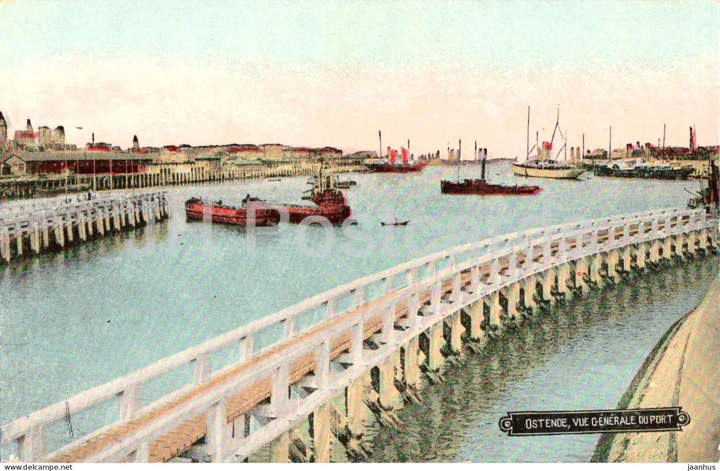 Ostende - Oostende - Vue Generale du Port - General View of the Harbor - ship - old postcard - 1915 - Belgium - used - JH Postcards
