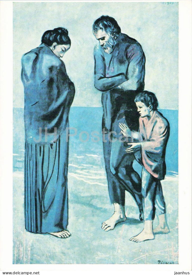 painting by Pablo Picasso - Die Armen am Meeresstrand - Poor at the Seaside - Spanish art - 1058 - 1985 - Germany - used - JH Postcards