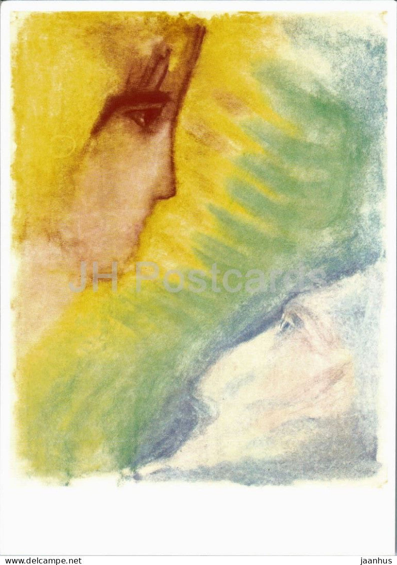 pastel by Rudolf Steiner - Licht und Finsternis - Light and Darkness - Austrian art - Switzerland - unused - JH Postcards