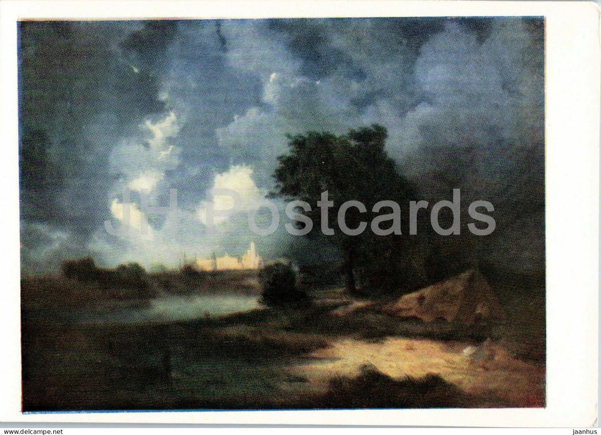 painting by Aleksey Savrasov - View of the Kremlin in Foul Weather - Russian art - 1960 - Russia USSR - unused - JH Postcards