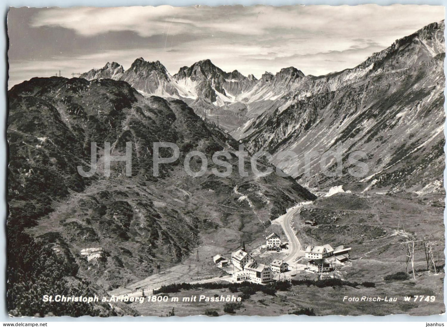 St. Christoph a. Arlberg 1800 m mit Passhohe - village - alpine road - mountains - 7749 - old postcard - Austria - used - JH Postcards