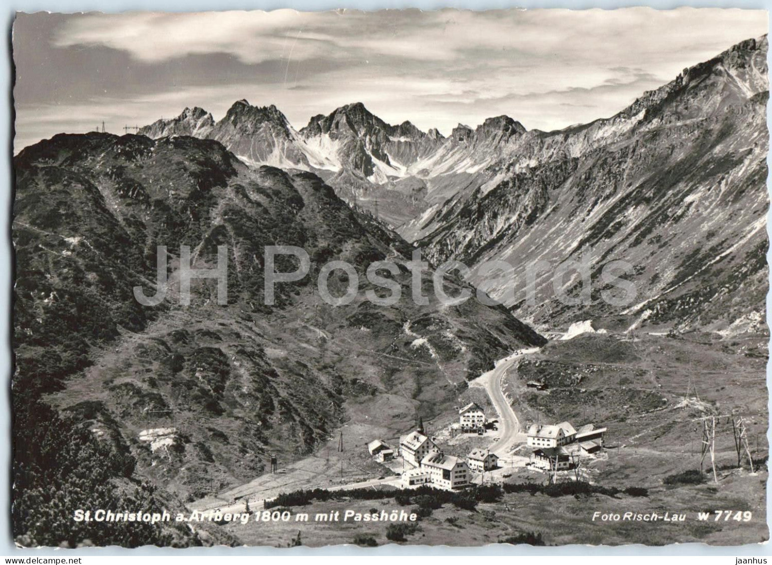 St. Christoph a. Arlberg 1800 m mit Passhohe - village - alpine road - mountains - 7749 - old postcard - Austria - used - JH Postcards
