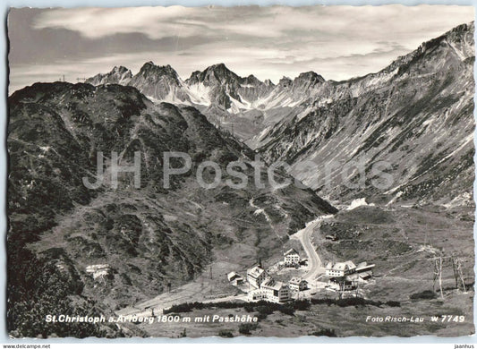St. Christoph a. Arlberg 1800 m mit Passhohe - village - alpine road - mountains - 7749 - old postcard - Austria - used - JH Postcards