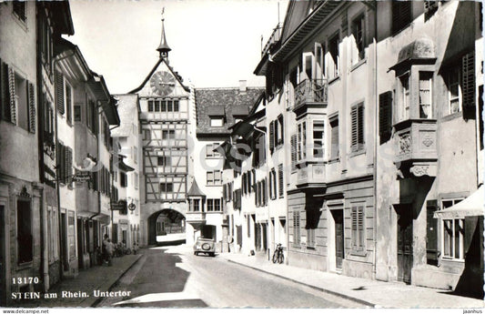 Stein am Rhein - Untertor - Lower Gate - old town - street gate - 13170 - old postcard - 1953 - Switzerland - used - JH Postcards
