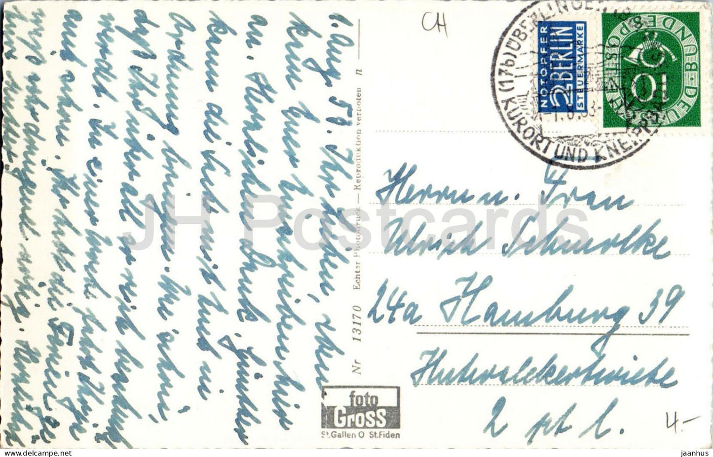 Stein am Rhein - Untertor - Lower Gate - old town - street gate - 13170 - old postcard - 1953 - Switzerland - used