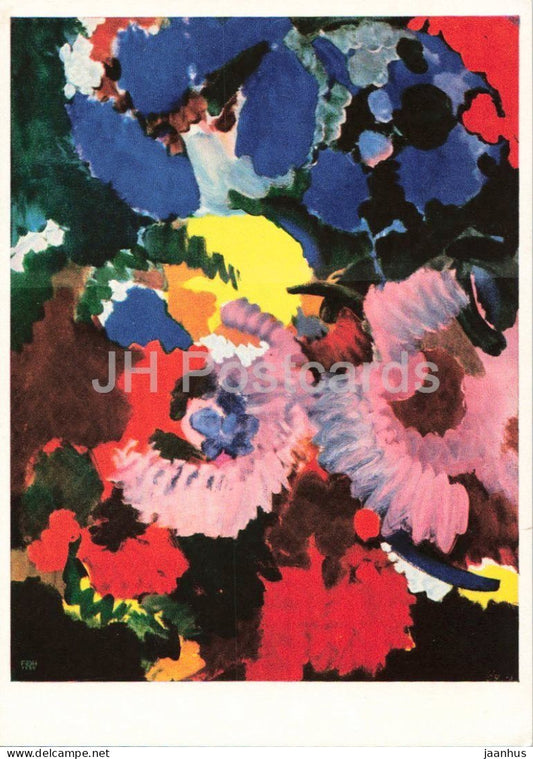 painting by Ernst Wilhelm Nay - Harmony in Red and Blue - Akkord in Rot und Blau - German art - Germany - unused - JH Postcards