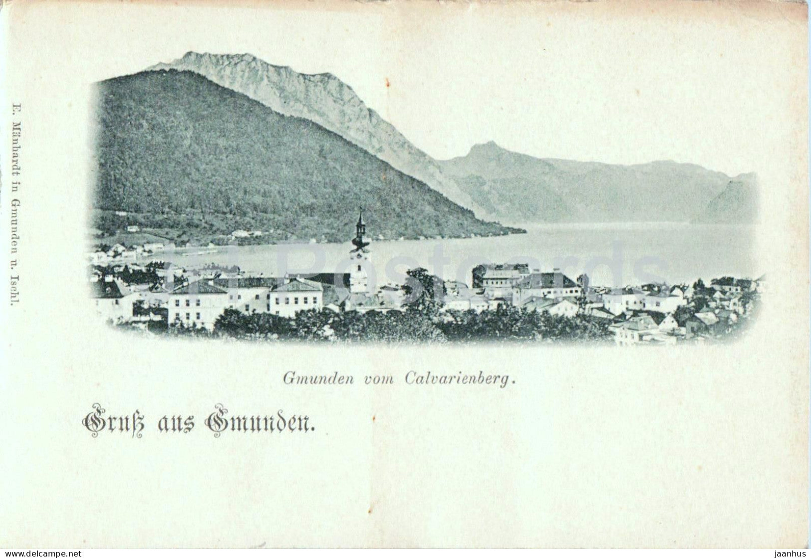 Gruss aus Gmunden - Gmunden vom Calvarienberg - old postcard - 1900s - Austria - used - JH Postcards