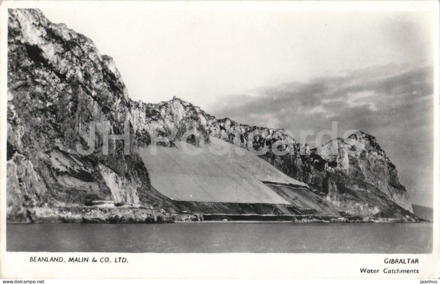 Gibraltar Water Catchments - rock reservoir cliff coastal view - old postcard - Gibraltar - unused - JH Postcards