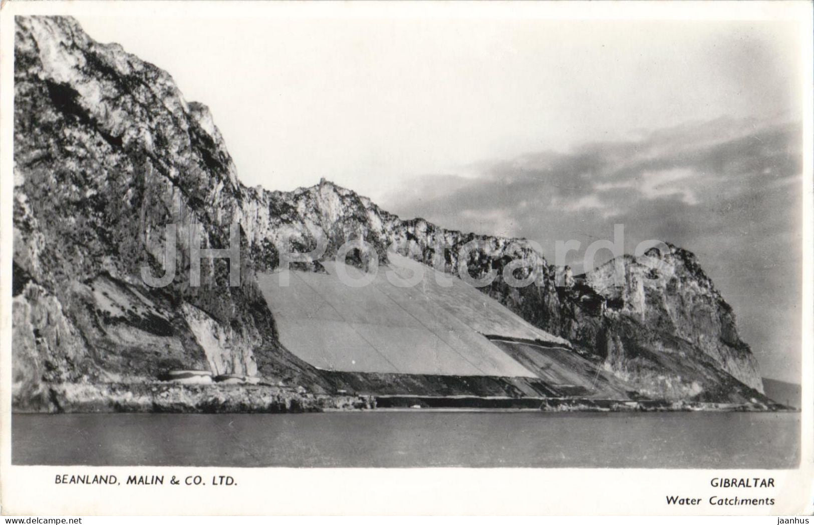 Gibraltar Water Catchments - rock reservoir cliff coastal view - old postcard - Gibraltar - unused - JH Postcards