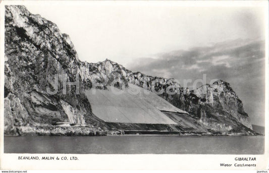Gibraltar Water Catchments - rock reservoir cliff coastal view - old postcard - Gibraltar - unused - JH Postcards