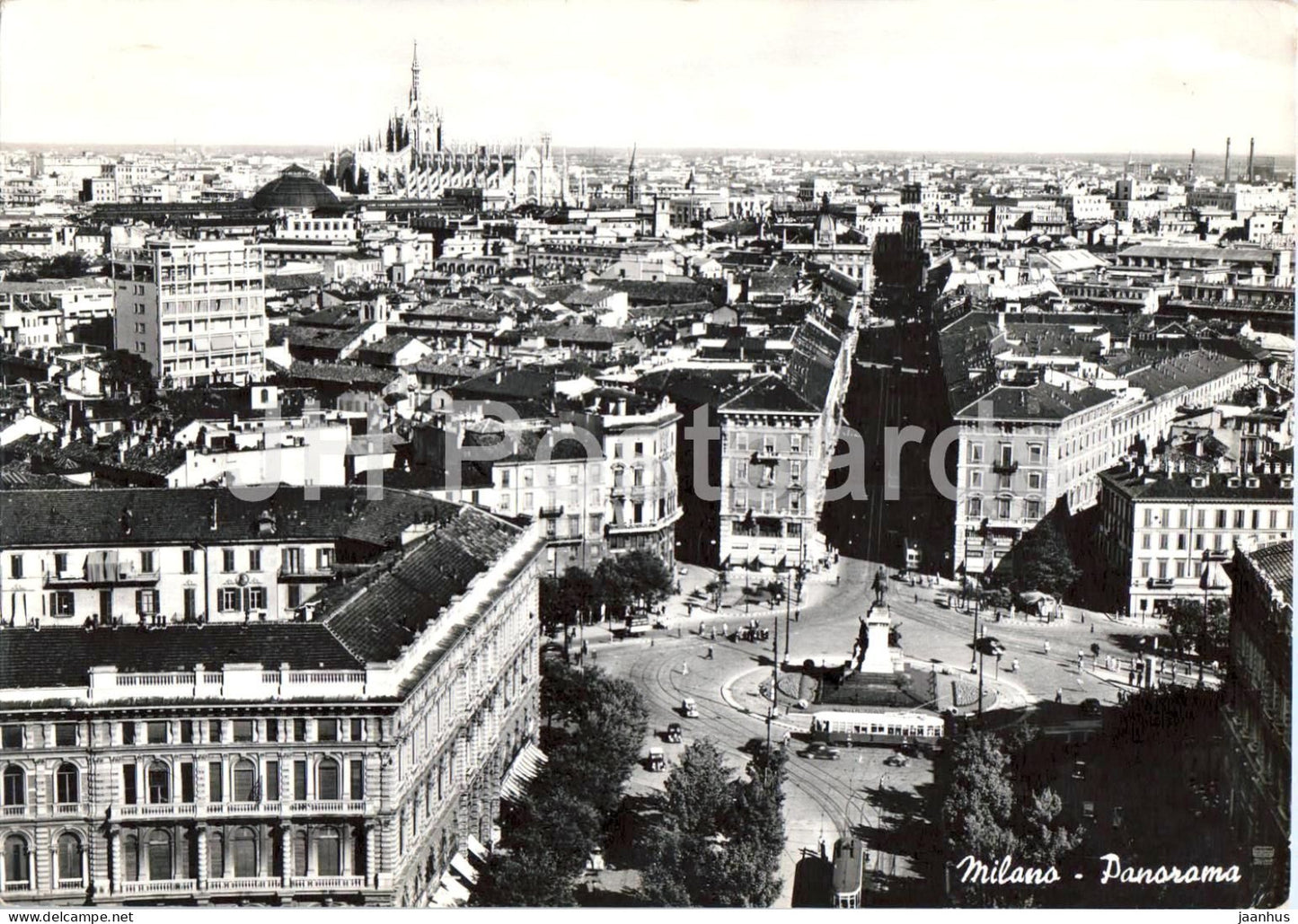 Milano - Milan - panorama - aerial view - street - 60 - old postcard - 1951 - Italy - used - JH Postcards