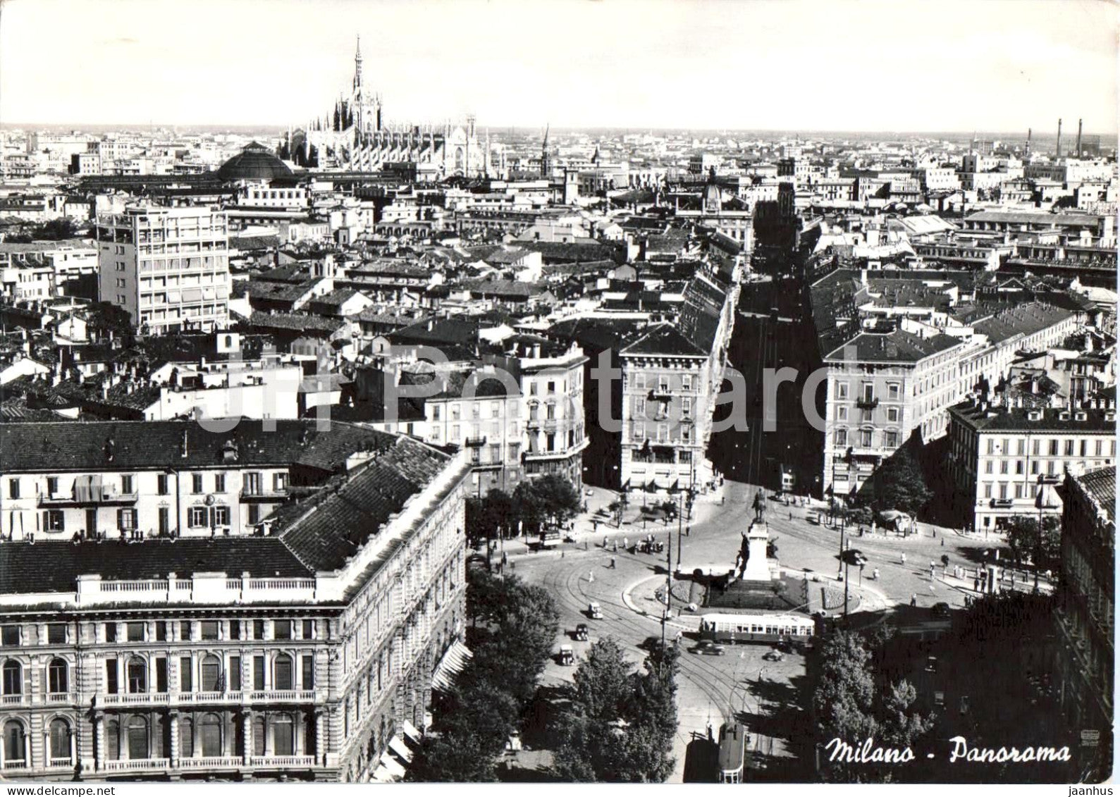 Milano - Milan - panorama - aerial view - street - 60 - old postcard - 1951 - Italy - used - JH Postcards