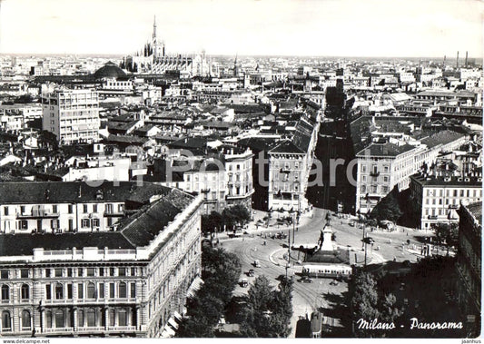 Milano - Milan - panorama - aerial view - street - 60 - old postcard - 1951 - Italy - used - JH Postcards