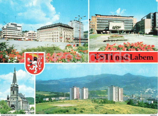 Usti nad Labem - Peace Square - Regional National Committee - multiview - 1980 - Czech Republic - Czechoslovakia - used - JH Postcards
