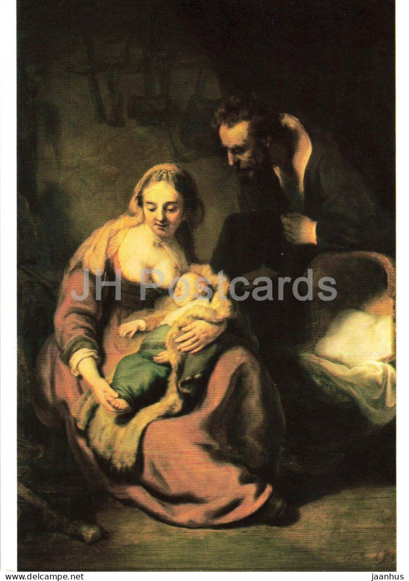 painting by Rembrandt van Rijn - The Holy Family in the Carpenters Workshop - Dutch art - Switzerland - unused - JH Postcards